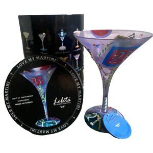 Lolita The Martini Collection "21" 7 oz Hand Painted Martini Glass-NWT